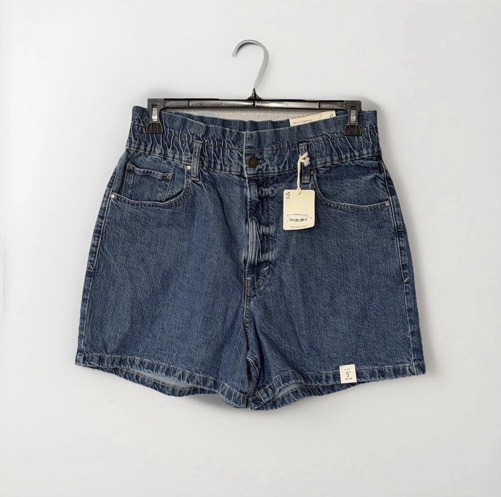 A.N.A. Women’s Blue Denim High Wasted Paper Bag Shorts 5 Inseam Sz 16